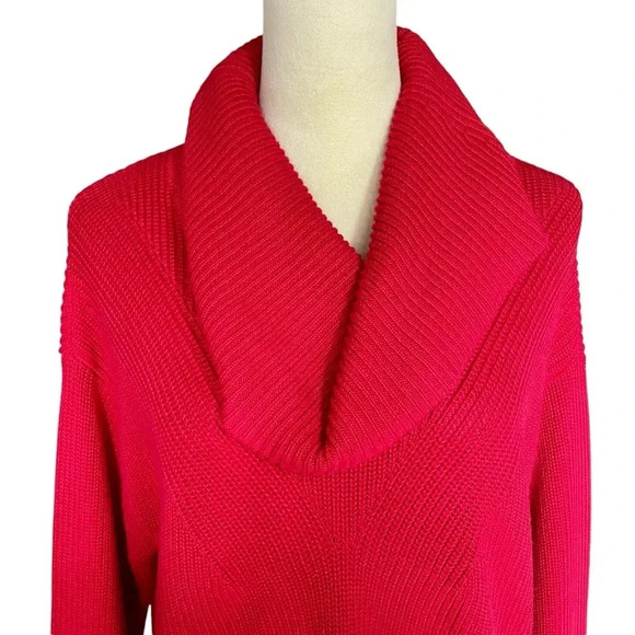 Talbots Cable Knit Cowl Neck Oversized Pullover Sweater Cotton Blend Women Sz L - Picture 4 of 8